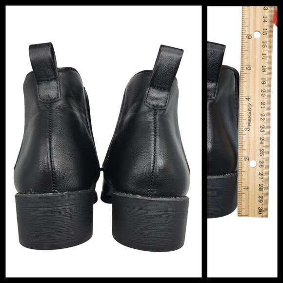 Black Booties Womens 6 Pointed Almond Toe Ankle Pull On Heeled Oxford Express - Picture 8 of 13